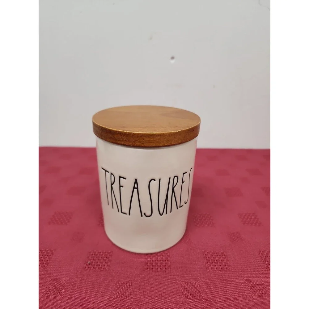 Rae Dunn Artisan Magenta 5 Inch TREASURES Cellar Cannister Farmhouse Rustic EUC